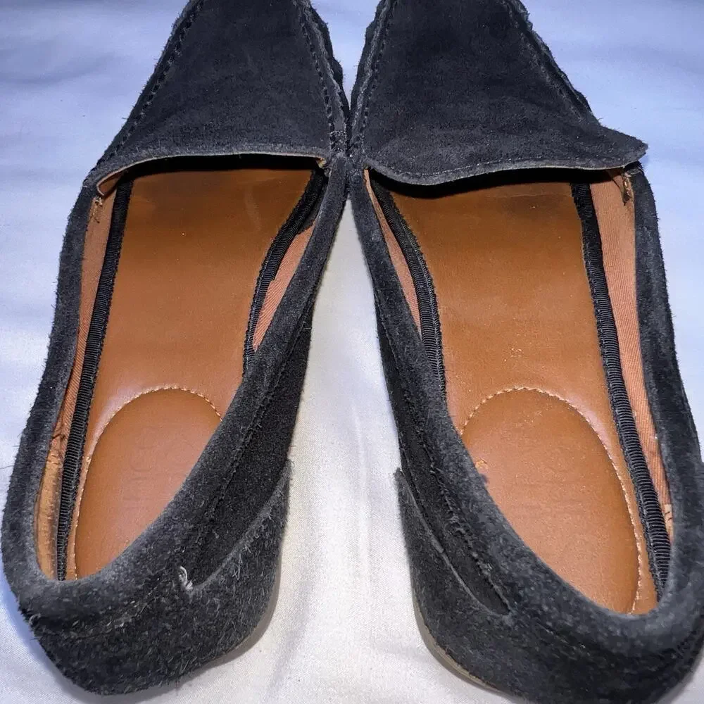 Franco Sarto Gina Loafers Womens Size 8.5 Black Suede Moc Toe Slip On Cushioned